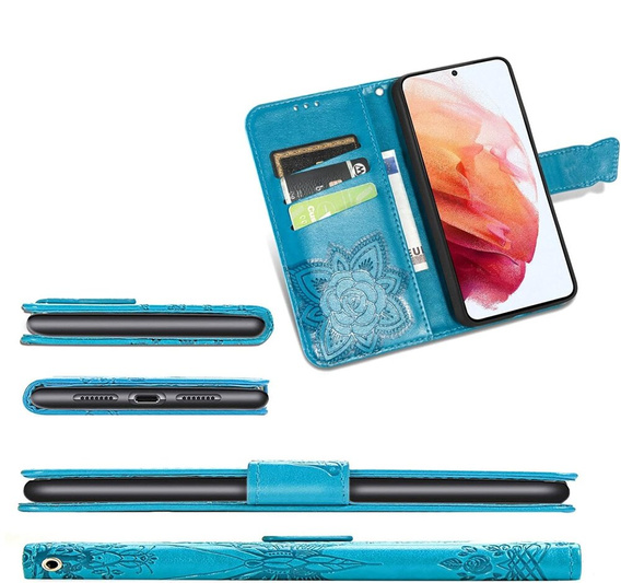 Flip case for Motorola Edge 50 Pro, Butterfly, blue
