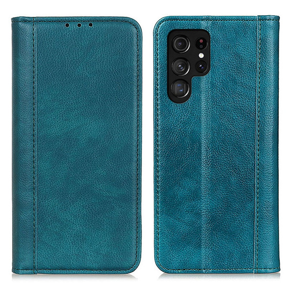 Case for Samsung Galaxy S24 Ultra, Wallet Litchi Leather, green