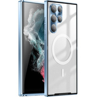 Camera Protection Case for Samsung Galaxy S22 Ultra, CamShield MagSafe, transparent / blue