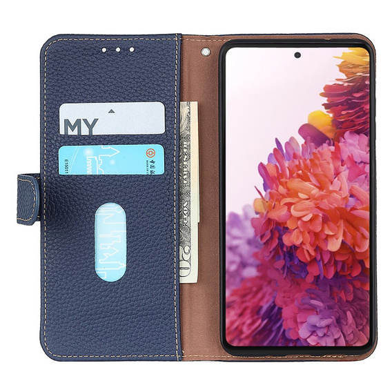 KHAZNEH RFID case for Xiaomi Poco F6, Litchi Texture, blue