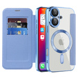 Flip case for iPhone 16, RFID Wallet MagSafe CamShield, blue