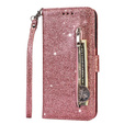 Flip case for Xiaomi Redmi Note 8 Pro, Wallet Zippered, pink rose gold