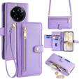 Flip case for Realme 14 Pro+ 5G, Wallet Zipper Pocket, purple