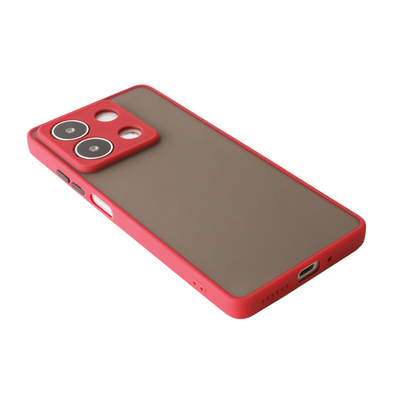 Silicone case for Xiaomi Redmi Note 13 5G, with camera protection, transparent / red + Tempered Glass 9H