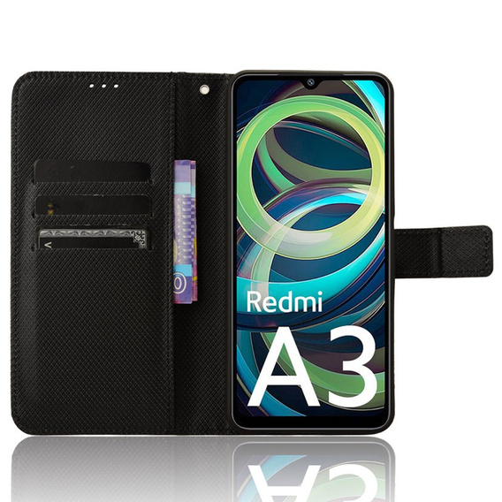 Flip case for Xiaomi Redmi A3, Wallet Smart Magnet, black