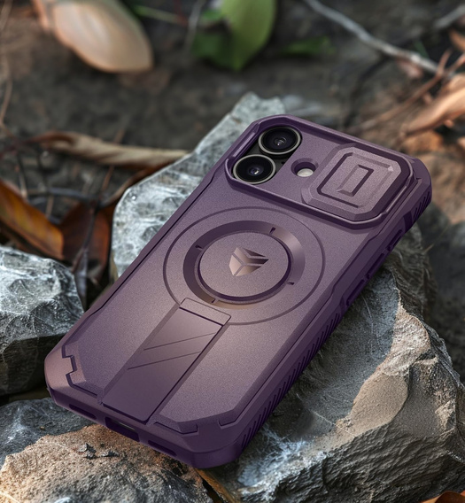 Armored case for iPhone 16, Dexnor CamProtect MagSafe, purple