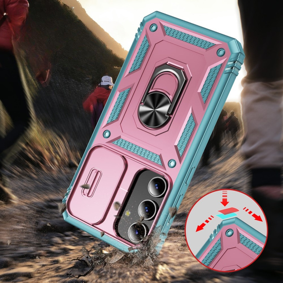 Case for Samsung Galaxy S24, CamShield Slide, green / pink