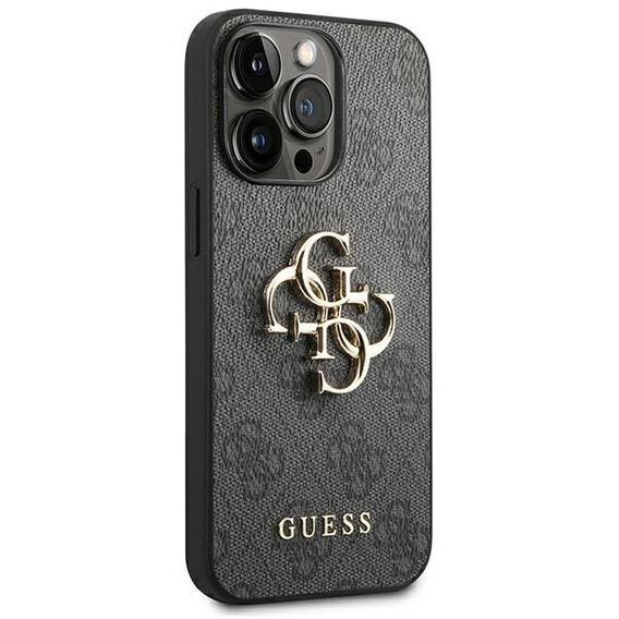 GUESS Case for iPhone 14 Pro, 4G Big Metal Logo, grey