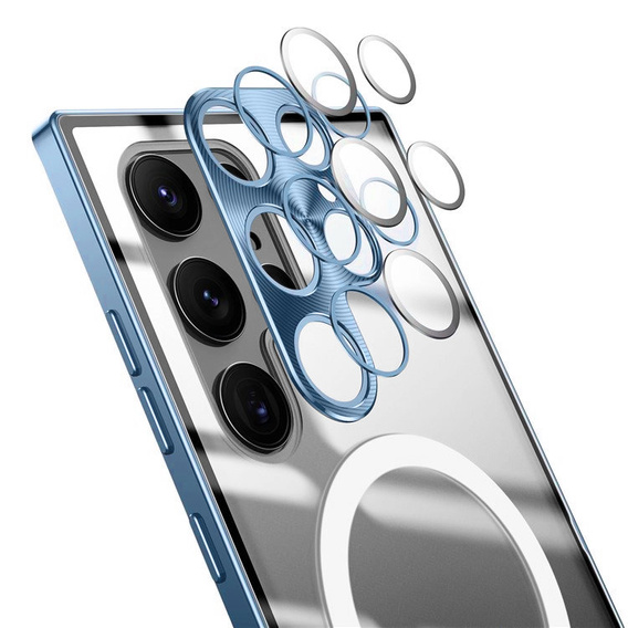 Camera Protection Case for Samsung Galaxy S22 Ultra, CamShield MagSafe, transparent / blue