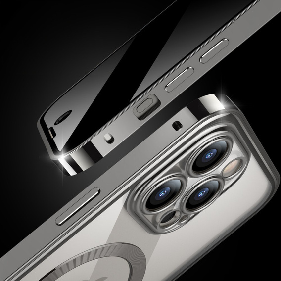 Case for iPhone 15 Pro, Privacy Dual Glass, for MagSafe, silver