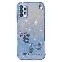 Case for Samsung Galaxy A53 5G, Glitter Flower, blue