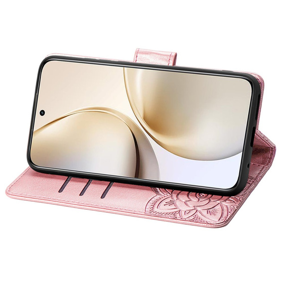 Flip case for Realme 14 Pro 5G, Butterfly, pink rose gold