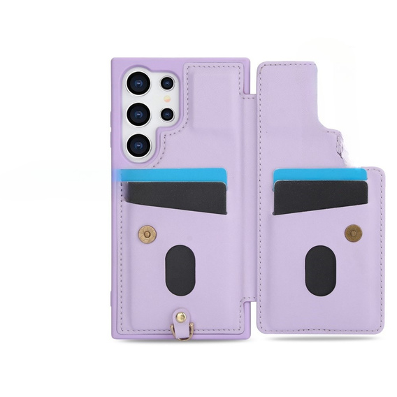 Case for Samsung Galaxy S24 Ultra, Leather Flower Card Slot, purple