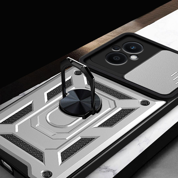 Case for Oppo Reno7 Lite, CamShield Slide, silver