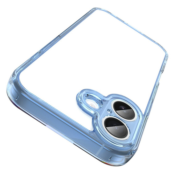 Case for iPhone 17, with camera cover, transparent with blue sides
