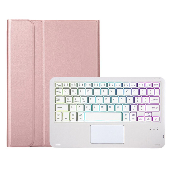 Case with illuminated bluetooth touchpad keyboard for iPad 10.9" 2022 (10 gen.), pink