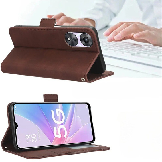 Flip case for Oppo Reno 11F 5G, Card Slot, brown