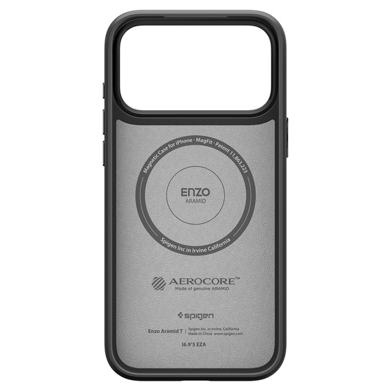 Spigen Enzo Aramid MagSafe case for iPhone 17 Pro Max, carbon black