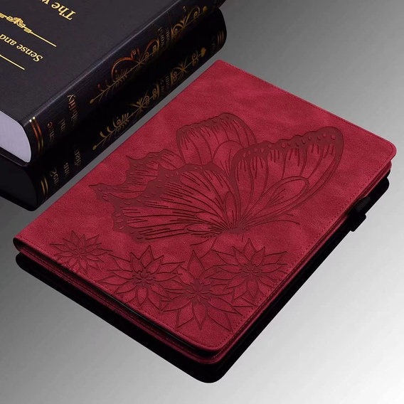 Case for Lenovo Tab M9, Wallet Pen Slot, butterflies, brown