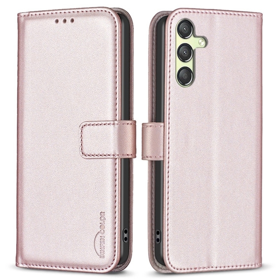 Flip case for Samsung Galaxy A25 5G, BINFEN Wallet, rose gold + 9H glass