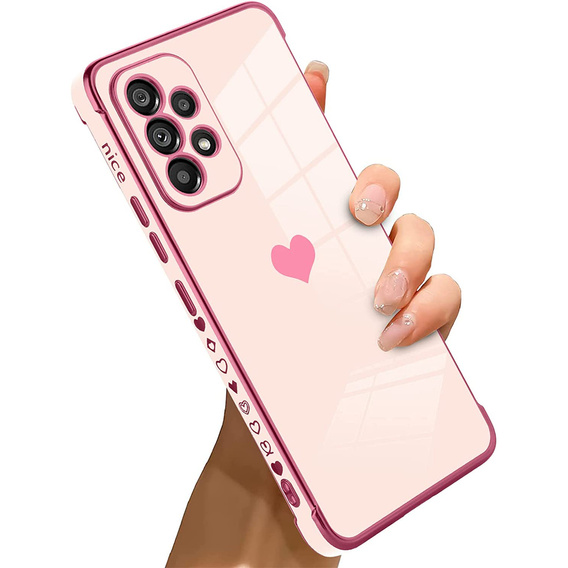 Case for Samsung Galaxy A52/A52S, Electro heart, pink rose gold