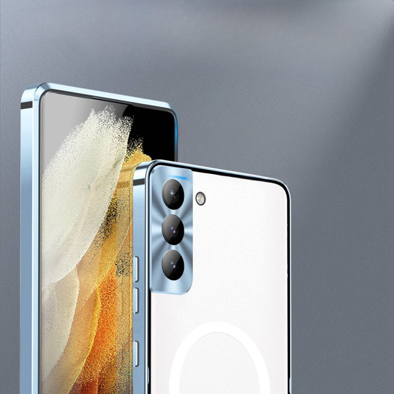 Camera Protection Case for Samsung Galaxy S21 FE 5G, CamShield MagSafe, transparent / blue