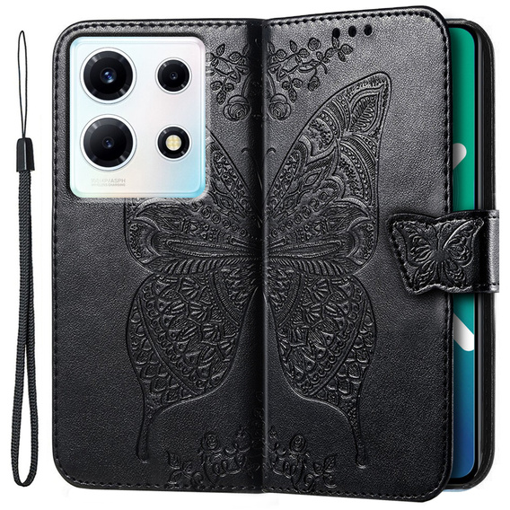 Flip case for Infinix Note 30 VIP, Butterfly, black