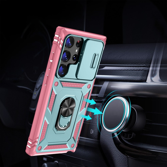 Case for Samsung Galaxy S23 Ultra, CamShield Slide, green / pink