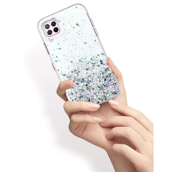 Case for Huawei P40 Lite, Glittery, transparent