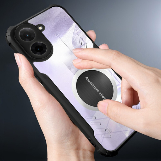 Case for Xiaomi Redmi A5, with magnetic sheet, transparent / black