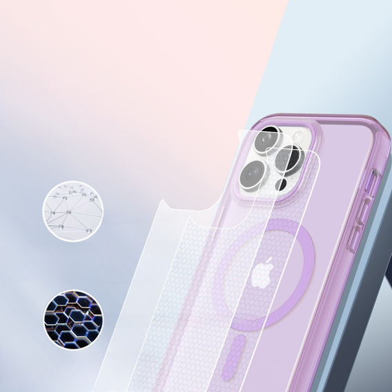 Case for iPhone 16 Pro, Shockproof Hybrid, with screen film, for MagSafe, purple