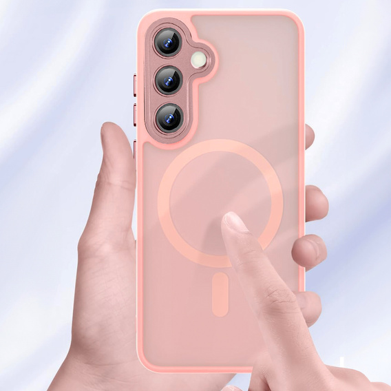 Case for Samsung Galaxy S25, for MagSafe, ERBORD Matt Case, pink + Screen Glass