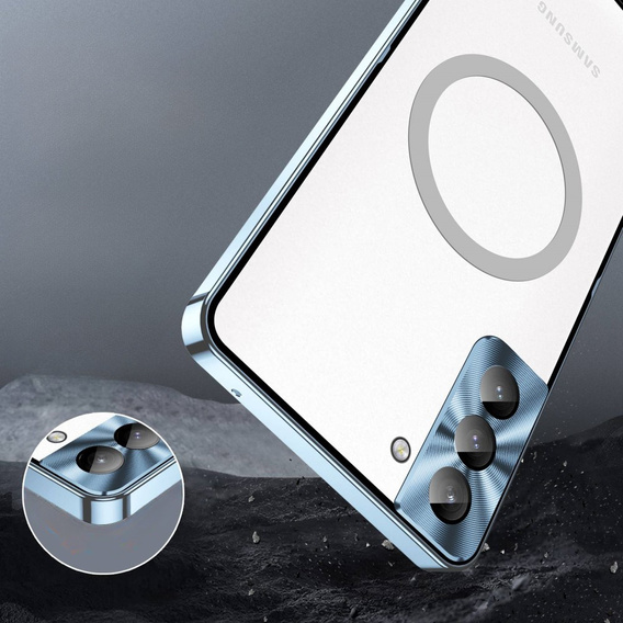 Camera Protection Case for Samsung Galaxy S21 FE 5G, CamShield MagSafe, transparent / blue