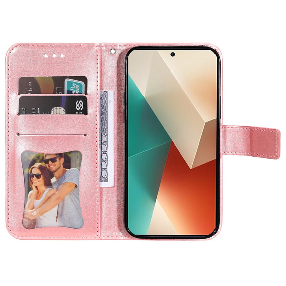 Flip case for Xiaomi Redmi Note 13 5G, Mandala, pink rose gold