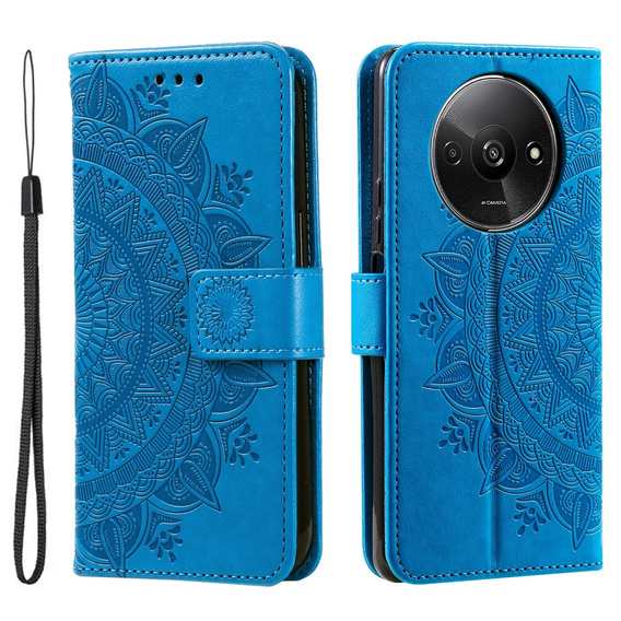 Flip case for Xiaomi Redmi A3, Mandala, blue