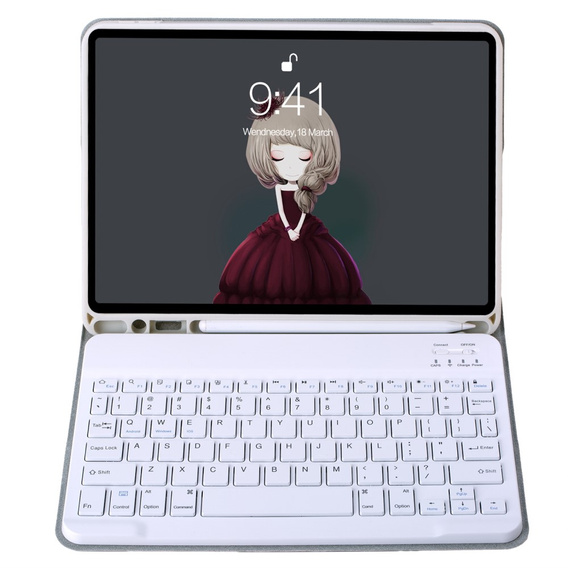 Bluetooth keyboard case for iPad 11" 2025 A16 (11 gen.) / iPad 10.9" 2022 (10 gen.), grey