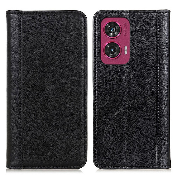 Flip case for Motorola Edge 50 Fusion 5G, Split Leather, black