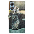 Flip case for Oppo A17, Wallet, Cat & Tiger