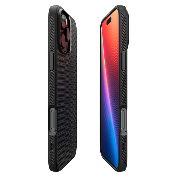Spigen case for iPhone 16 Pro, Liquid Air, black + 9H Tempered Glass