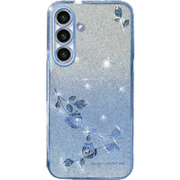Case for Samsung Galaxy S23 FE, Glitter Flower, blue