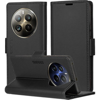 Case for Realme 12 Pro 5G / 12 Pro+ 5G, ERBORD Glossy Litchi, wallet with flap, black