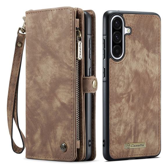 CASEME case for Samsung Galaxy A56 5G, Retro Leather Wallet, with strap, brown