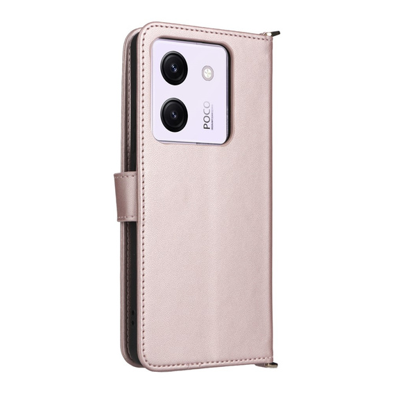 Crossbody Leather Wallet flip case for Xiaomi Poco M7 Pro 5G, pink