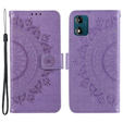 Flip case for Motorola Moto E13, Mandala Flower, purple