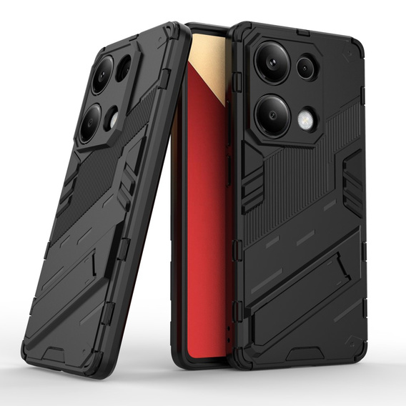 Case for Xiaomi Redmi Note 13 Pro 4G / Xiaomi Redmi Note 14S / Xiaomi Poco M6 Pro 4G, Military kickstand, black