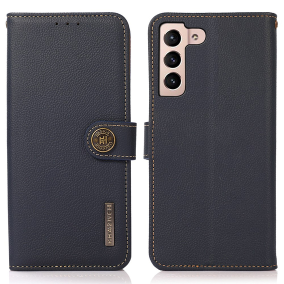 KHAZNEH RFID case for Samsung Galaxy A35 5G, Litchi Texture, blue