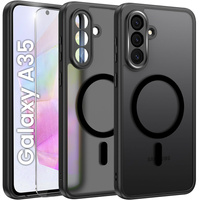 Case for Samsung Galaxy A35 4G/5G, for MagSafe, ERBORD Matt Case, black + Screen Glass