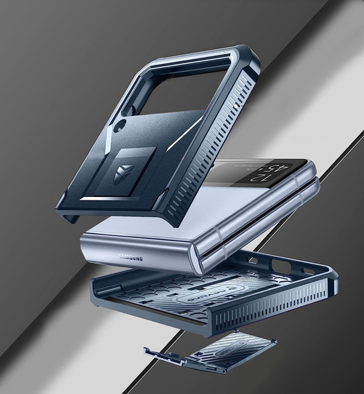 Armored case for Samsung Galaxy Z Flip 4 5G, Dexnor Clip Holder, navy blue