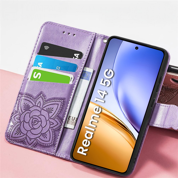 Flip case for Realme 14 5G / Realme 14T 5G, Butterfly, purple