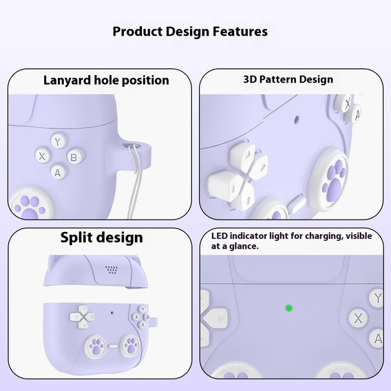 Silicone case with cat paw motif with key ring for Apple AirPods Pro 3